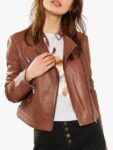 Women Tan Biker Jacket