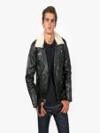 Men Black Jacket With Shearling