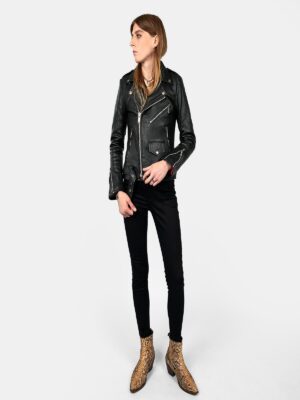 Women Jet Black Biker Jacket