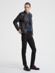 Men Charcoal Black Biker Jacket