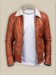 Men Tan Shearling Leather Jacket