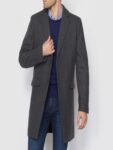 Men Charcoal Wool Trench