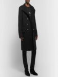 Men Pure Black Wool Trench