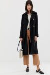 Women Black Single Breasted Trench