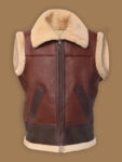 Men Brown Shearling Vest - Mauve Tree