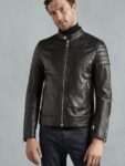 Black Dapper Men Leather Jacket - Mauve Tree