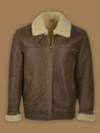Men Brown Aviator Shearling Leather Jacket