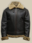 Men Black B3 Bomber Shearling Leather Jacket