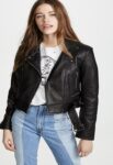 Women Waxed Black Leather Jacket