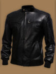 Men Pure Black College Jacket