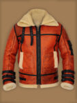 Men Distressed Brown Shearling Jacket