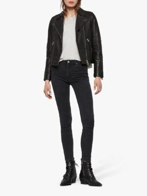 Women Pure Black Leather Jacket