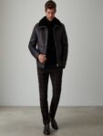 Men Black Aviator Leather Jacket