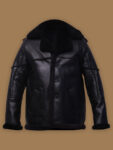 Men Pure Black Sheepskin Leather Jacket