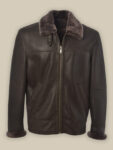Men Black Shearling Leather Jacket