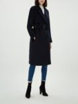 Women Dark Blue Long Trench