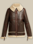 Women Coffee Brown Shearling Jacket