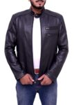 Men's Dark Blue Leather Jacket