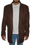 Men Brown Long Cotton Coat