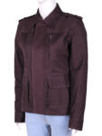 Women Purple Cotton Utility Jacket