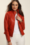 Amazing Bright Red Leather Jacket For Women - Mauve Tree