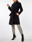 Women Navy Blue Wool Coat