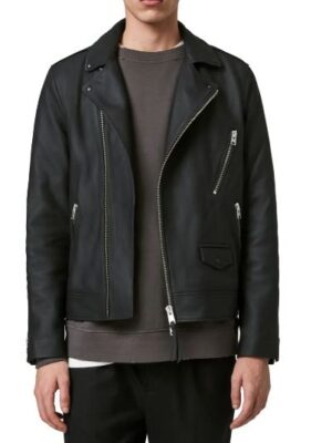 Mens Elegant Black Biker Leather Jacket