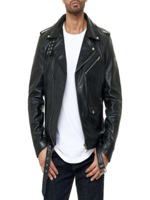 Bridge Syle Black Biker Leather Jacket For Men