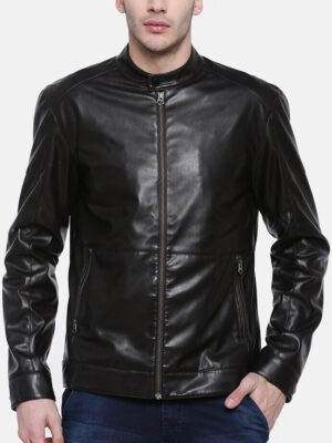 Men Modish Black Leather Biker Jacket