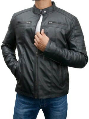 Retro Style Black Faux Leather Biker Jacket