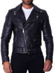 Mens Perfect Choice Black Biker Leather Jacket