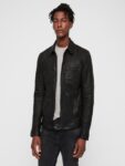 Men Black Causal Leather Jacket
