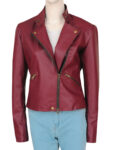 Maroon Women Leather Jacket