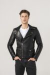 Men Black Soft Leather Biker Jacket