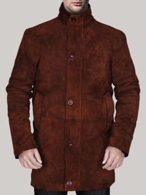Men's Brown Suede Leather Coat - Mauve Tree