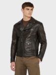 Men Dark Brown Leather Jacket - Mauve Tree