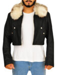 Faux Fur Collar Black Jacket