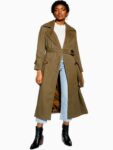 Women Khaki Wool Trench