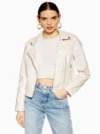 Women Ivory White Leather Jacket