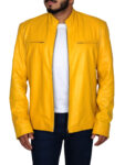 Fire Yellow Stylish Leather Jacket