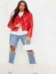 Women Red Biker Leather Jacket