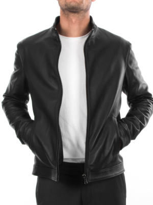 Genuine Style Black Lambskin Leather Jacket For Men