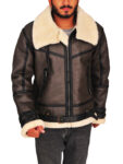 Men's Shearling Aviator Bomber Leather Jacket