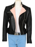 Black & Pink Brando Leather Jacket