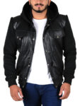 Fleece Hoodie Leather Jacket