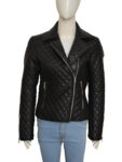 Jet Black Puffer Leather Jacket