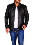 Men Black Shirt Collar Jacket