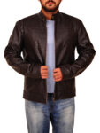 Crocodile Skin Brown Leather Jacket