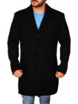 Men Black Style Wool Coat