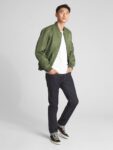 Men Lightweight Green Bomber Jacket